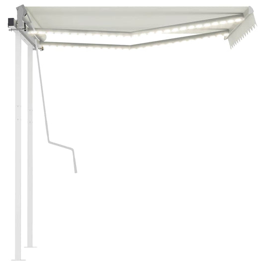 Manual Retractable Awning with LED 3x2.5 m Cream
