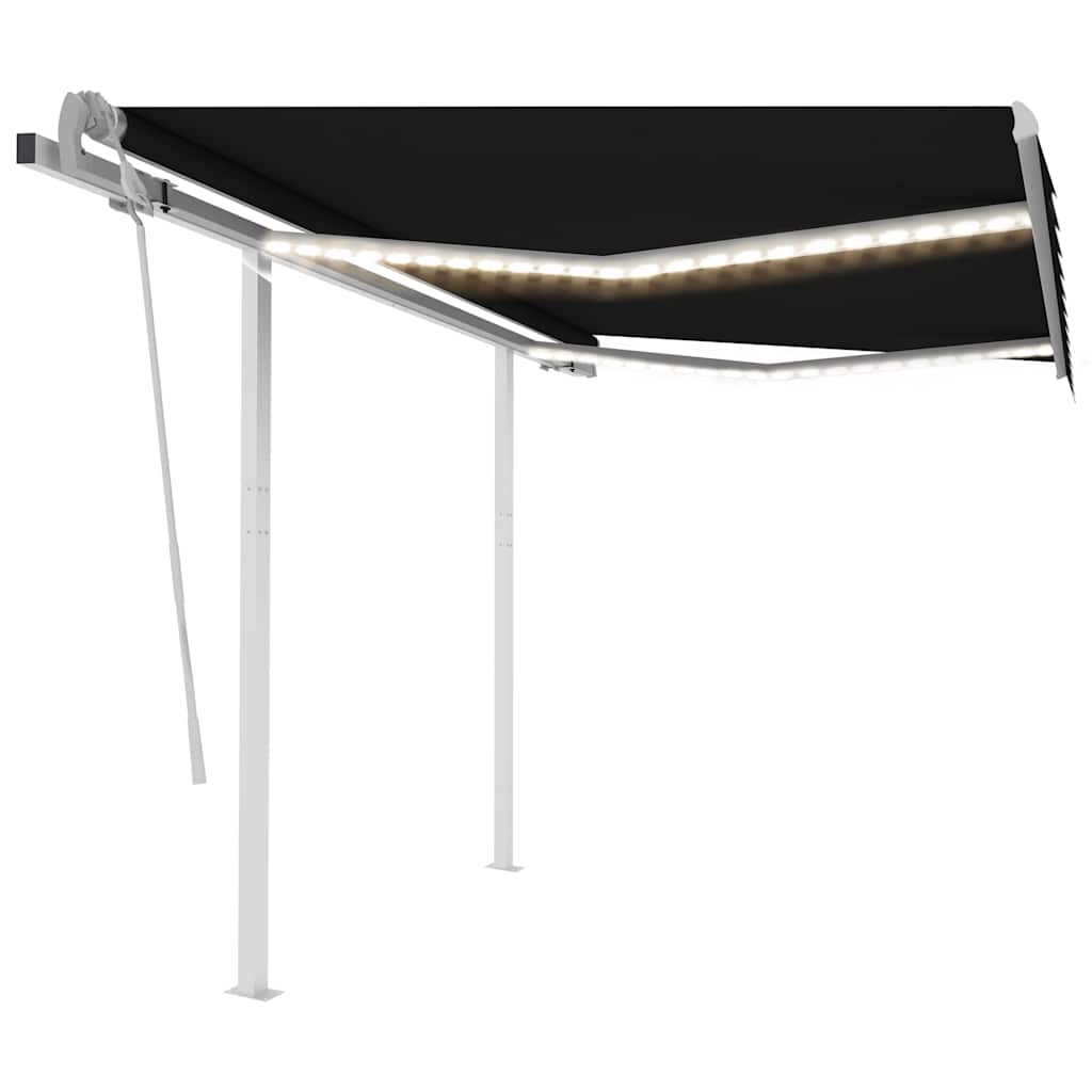 3069904 vidaXL Manual Retractable Awning with LED 3x2,5 m Anthracite (313199+46839+315093)