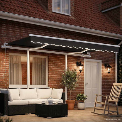 3069904 vidaXL Manual Retractable Awning with LED 3x2,5 m Anthracite (313199+46839+315093)
