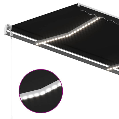 3069904 vidaXL Manual Retractable Awning with LED 3x2,5 m Anthracite (313199+46839+315093)