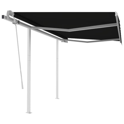 3069919 vidaXL Manual Retractable Awning with Posts 3,5x2,5 m Anthracite (313190+46848+315093)
