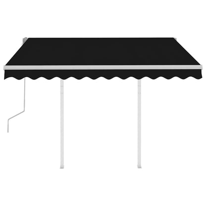 3069919 vidaXL Manual Retractable Awning with Posts 3,5x2,5 m Anthracite (313190+46848+315093)