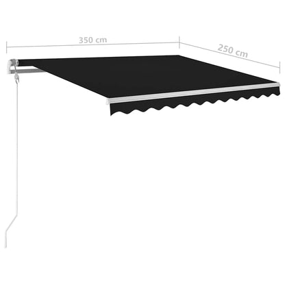 3069919 vidaXL Manual Retractable Awning with Posts 3,5x2,5 m Anthracite (313190+46848+315093)