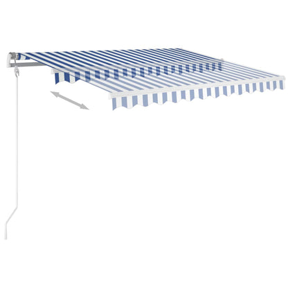 Manual Retractable Awning with LED 3.5x2.5 m Blue and White