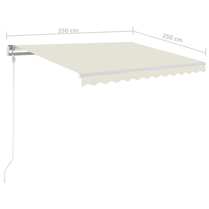 3069922 vidaXL Manual Retractable Awning with LED 3,5x2,5 m Cream (313200+313167+315093)