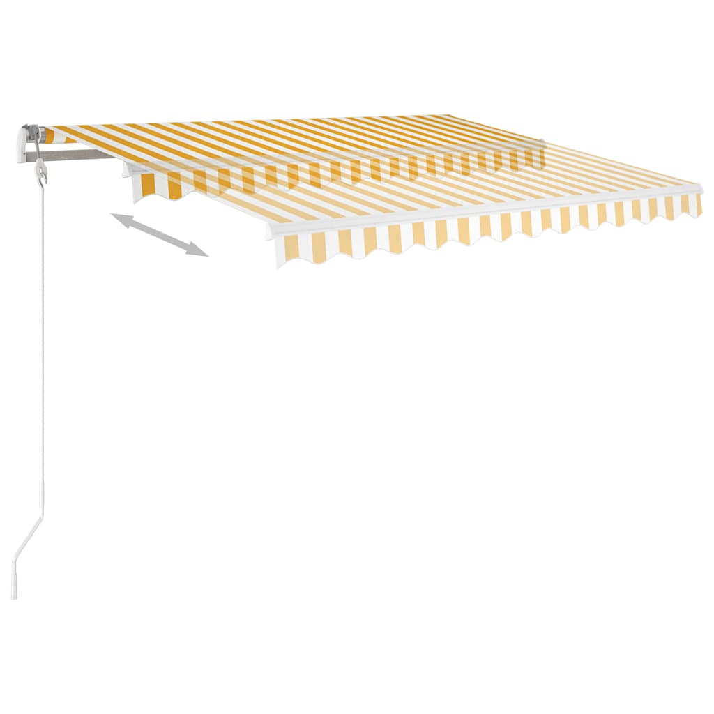 3069923 vidaXL Manual Retractable Awning with LED 3,5x2,5 m Yellow and White (313200+313174+315093)