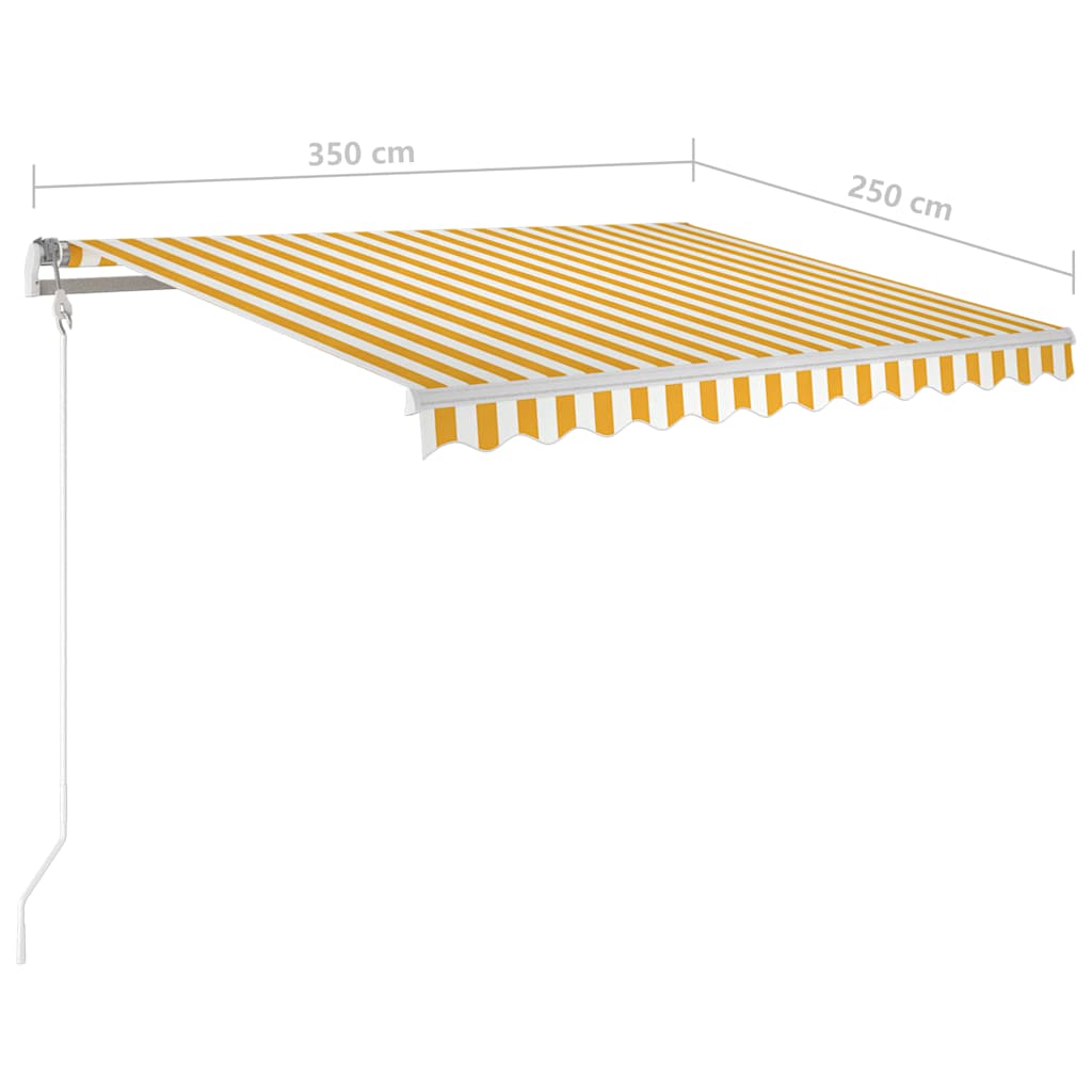 3069923 vidaXL Manual Retractable Awning with LED 3,5x2,5 m Yellow and White (313200+313174+315093)