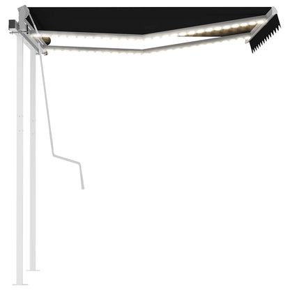 3069924 vidaXL Manual Retractable Awning with LED 3,5x2,5 m Anthracite (313200+46848+315093)