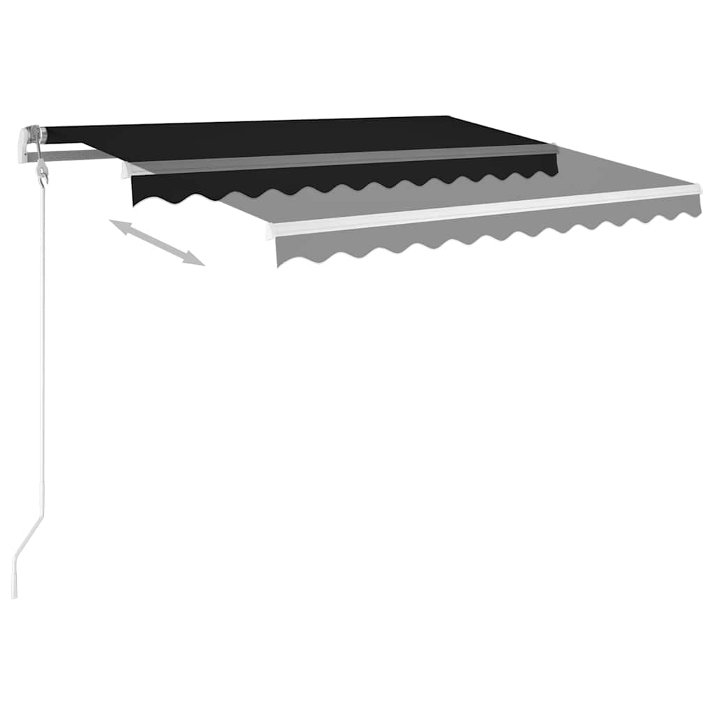 3069924 vidaXL Manual Retractable Awning with LED 3,5x2,5 m Anthracite (313200+46848+315093)