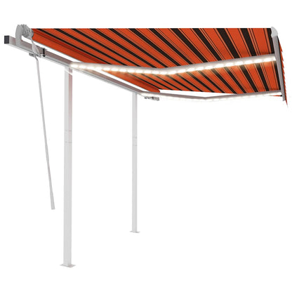 3069925 vidaXL Manual Retractable Awning with LED 3,5x2,5 m Orange and Brown (313200+46860+315093)