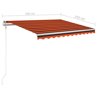 3069925 vidaXL Manual Retractable Awning with LED 3,5x2,5 m Orange and Brown (313200+46860+315093)