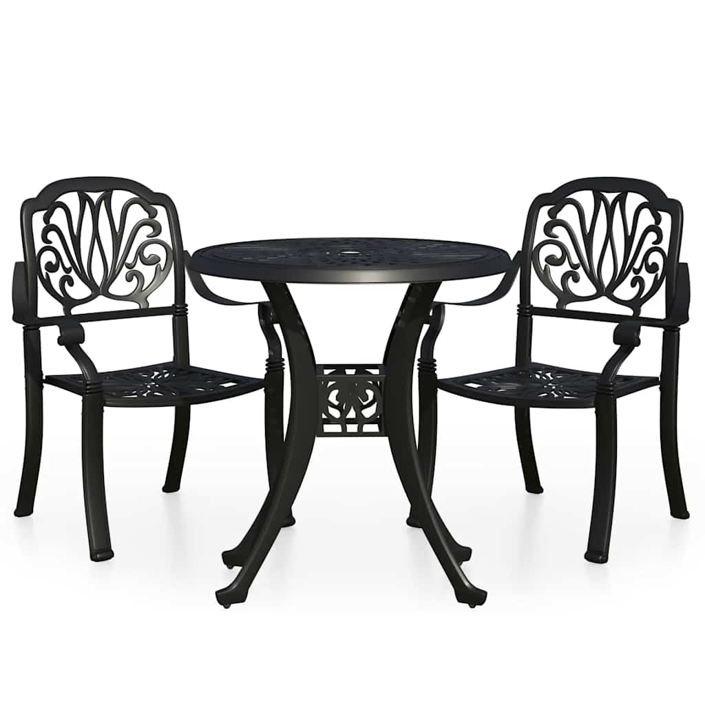 Bistro Set | Black | Cast Aluminium |  Durable  | Bistro Set | Round