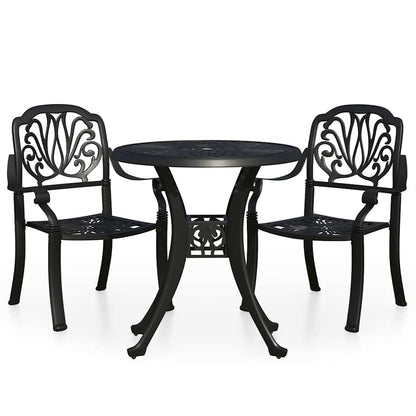 Bistro Set | Black | Cast Aluminium |  Durable  | Bistro Set | Round