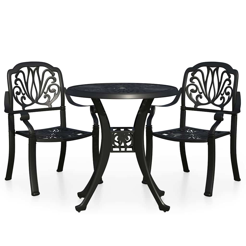 3 Piece Bistro Set Cast Aluminium Black