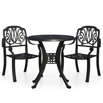 3 Piece Bistro Set Cast Aluminium Black