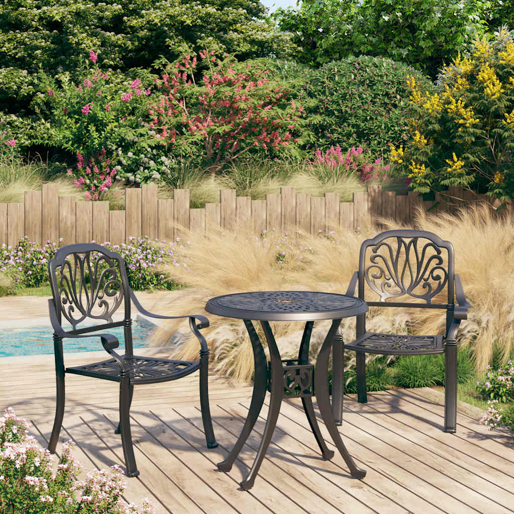 Bistro Set | Black | Cast Aluminium |  Durable  | Bistro Set | Round
