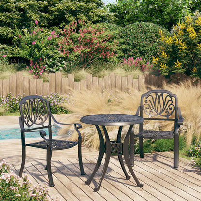 Bistro Set | Black | Cast Aluminium |  Durable  | Bistro Set | Round