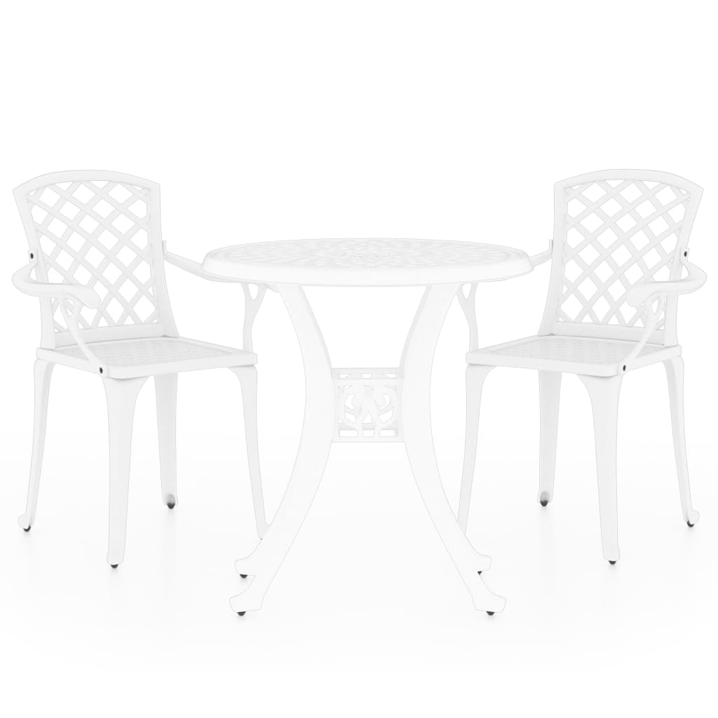 Bistro Set | White | Cast Aluminium | Medium | Tough | Bistro Set | Round