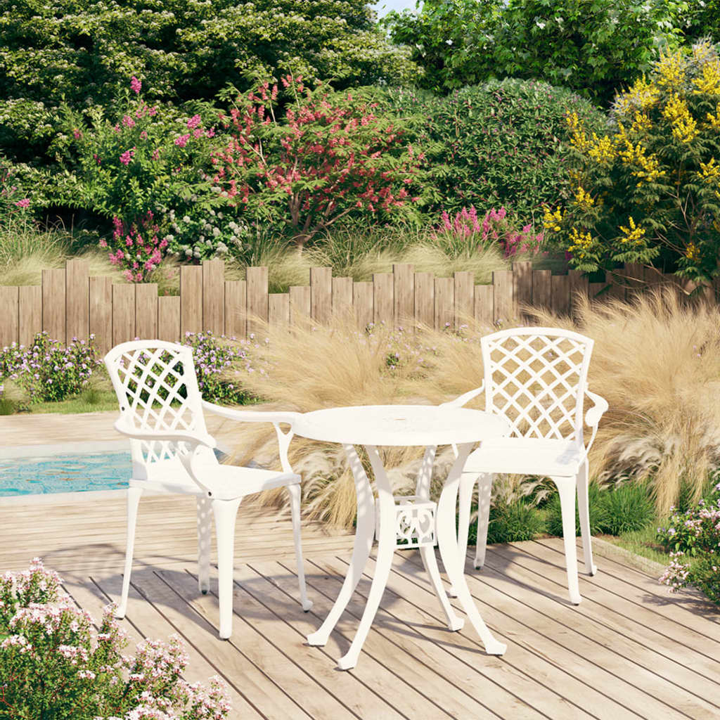 Bistro Set | White | Cast Aluminium | Medium | Tough | Bistro Set | Round