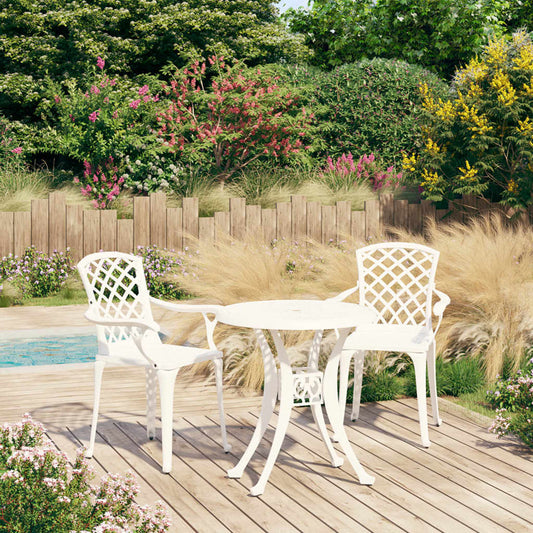 Bistro Set | White | Cast Aluminium | Medium | Tough | Bistro Set | Round