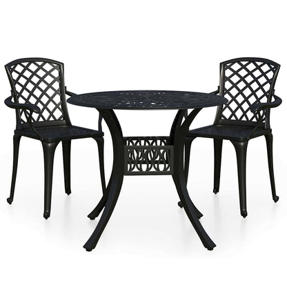 3 Piece Bistro Set Cast Aluminium Black