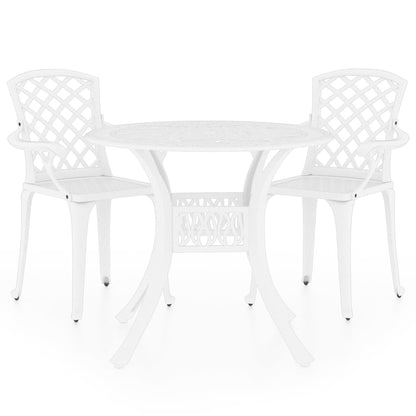 3 Piece Bistro Set Cast Aluminium White