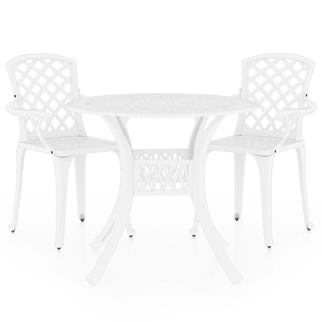 3 Piece Bistro Set Cast Aluminium White