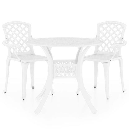 3 Piece Bistro Set Cast Aluminium White