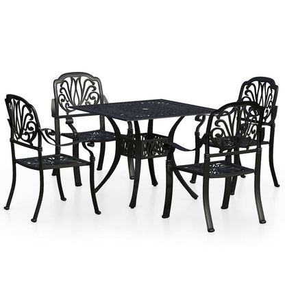 Bistro Set | Black | Cast Aluminium | Large | Durable | Bistro Set