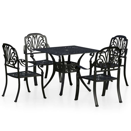 Bistro Set | Black | Cast Aluminium | Large | Durable | Bistro Set