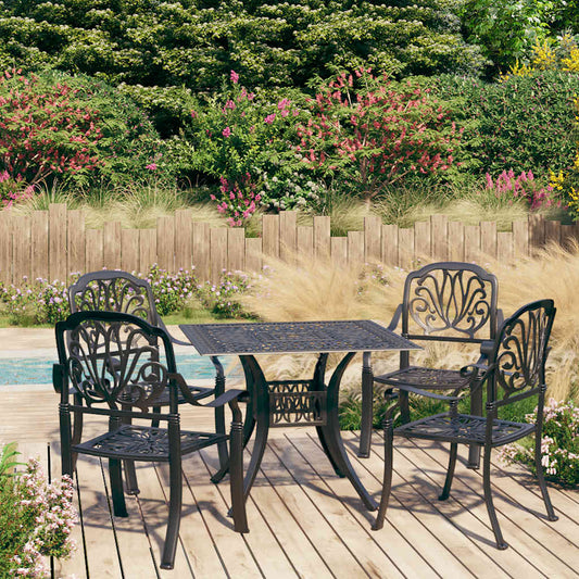 Bistro Set | Black | Cast Aluminium | Large | Durable | Bistro Set