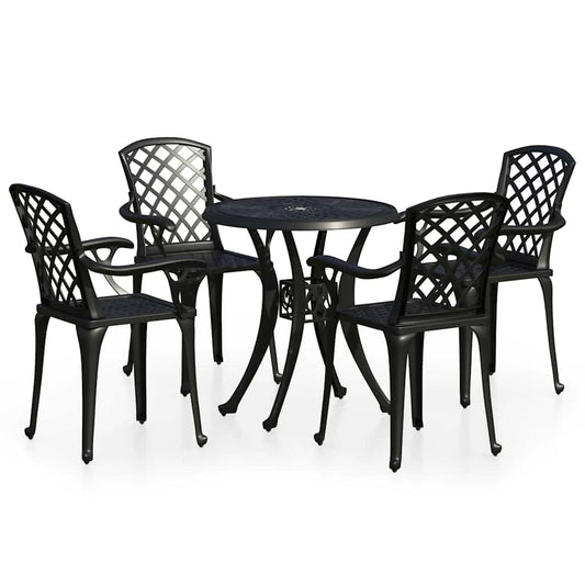 5 Piece Bistro Set Cast Aluminium Black