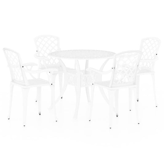 5 Piece Bistro Set Cast Aluminium White