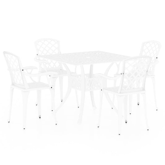 Bistro Set | White | Cast aluminium | 5 Piece Set | Durable | Bistro Set