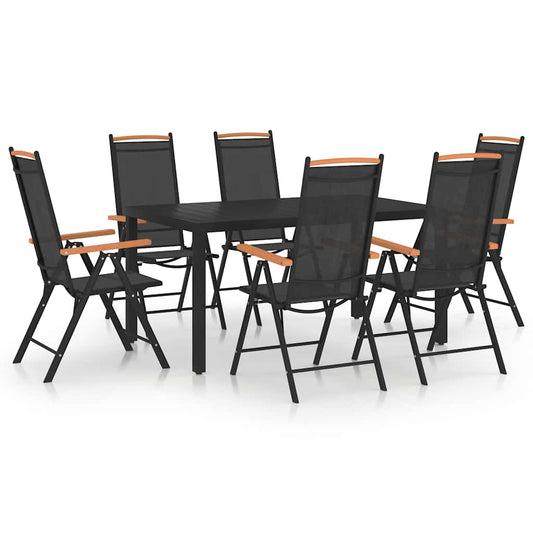 7 Piece Garden Dining Set Aluminium Black