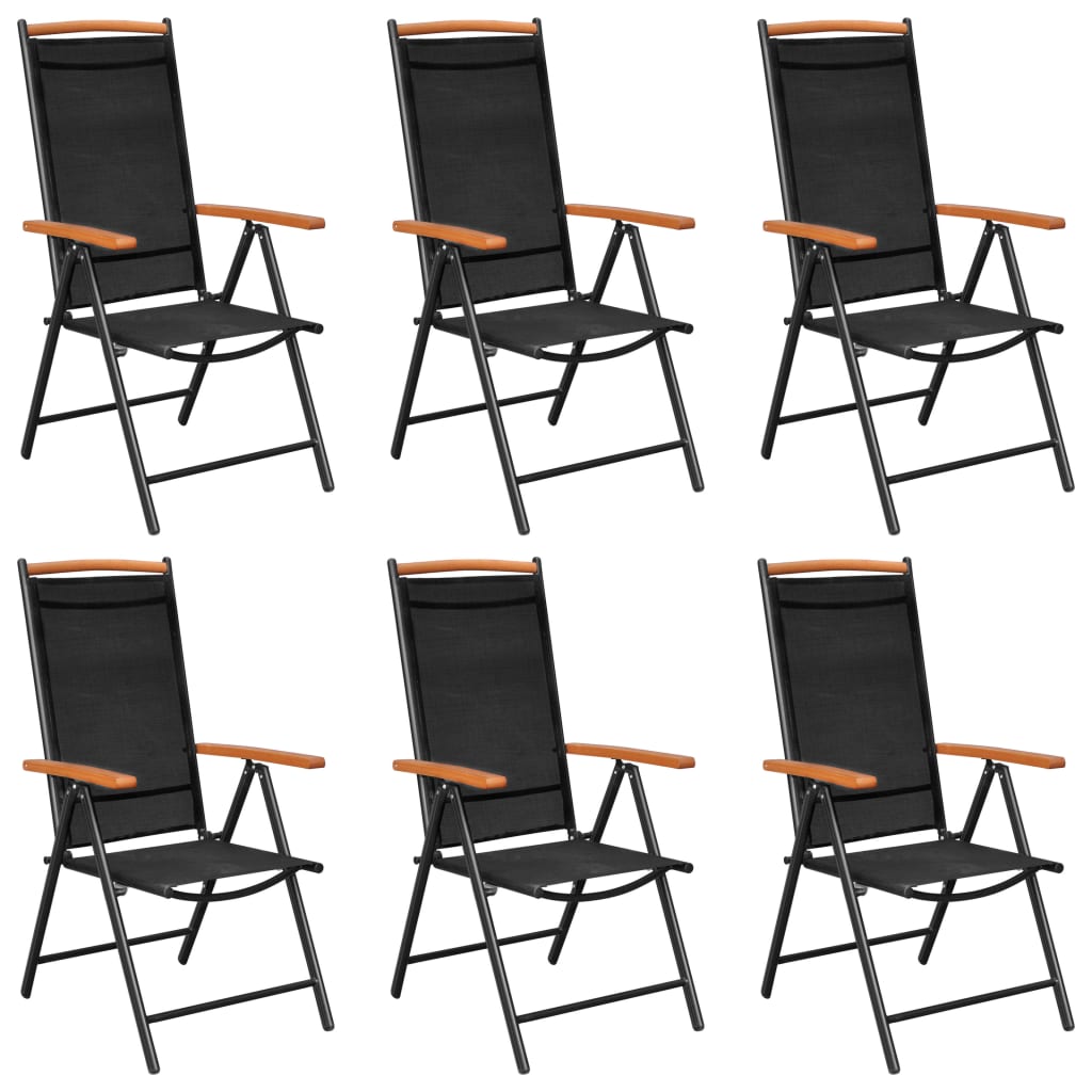 Dining Set | Black | Powder-coated aluminium, textilene, WPC | Foldable