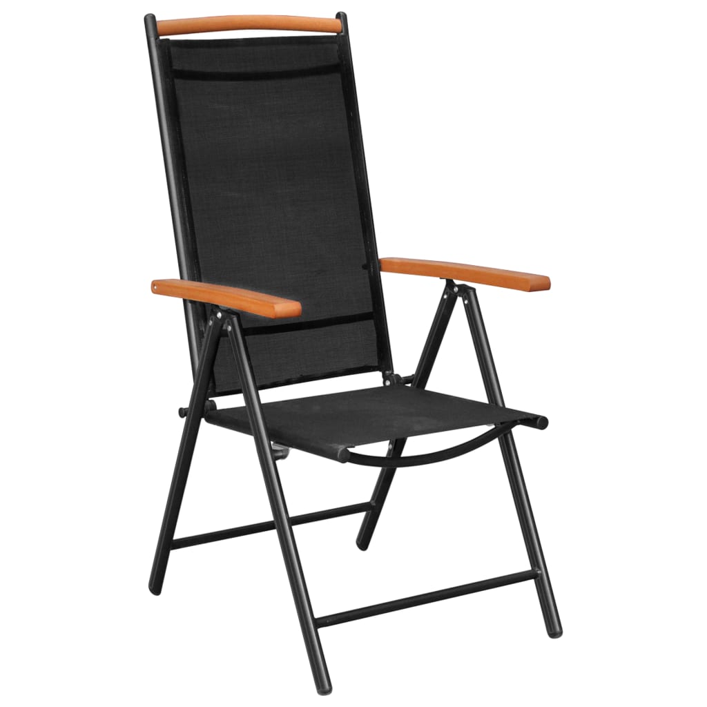 Dining Set | Black | Powder-coated aluminium, textilene, WPC | Foldable