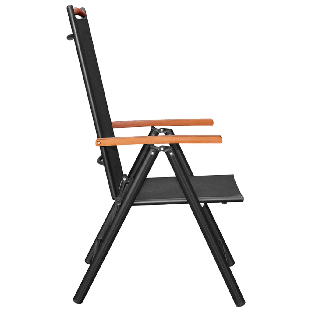 Dining Set | Black | Powder-coated aluminium, textilene, WPC | Foldable