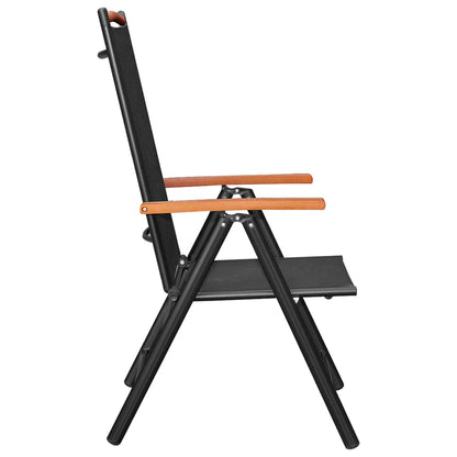 Dining Set | Black | Powder-coated aluminium, textilene, WPC | Foldable