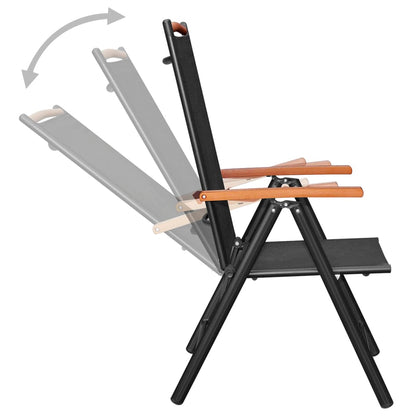 Dining Set | Black | Powder-coated aluminium, textilene, WPC | Foldable
