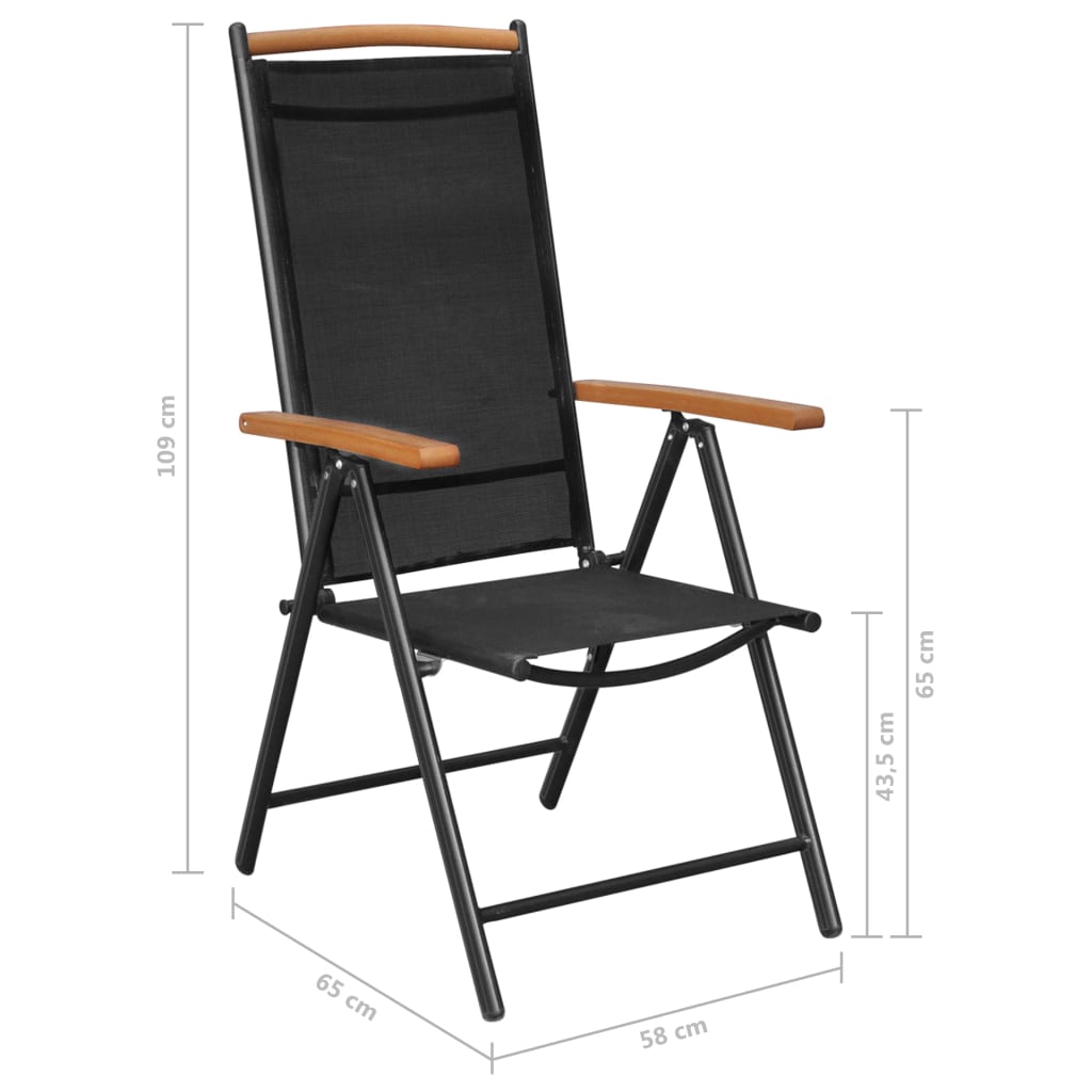 Dining Set | Black | Powder-coated aluminium, textilene, WPC | Foldable