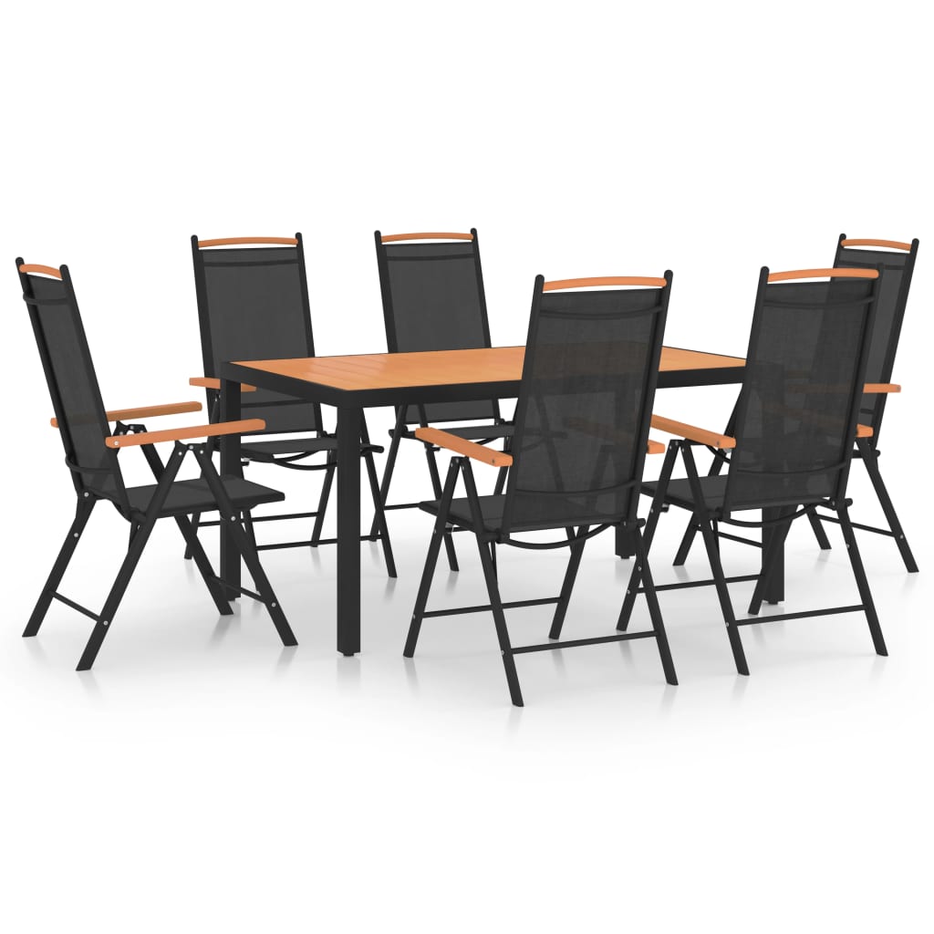 Dining Set | Black | Powder-coated aluminium, Textilene, WPC | Medium