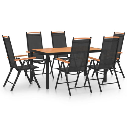 Dining Set | Black | Powder-coated aluminium, Textilene, WPC | Medium
