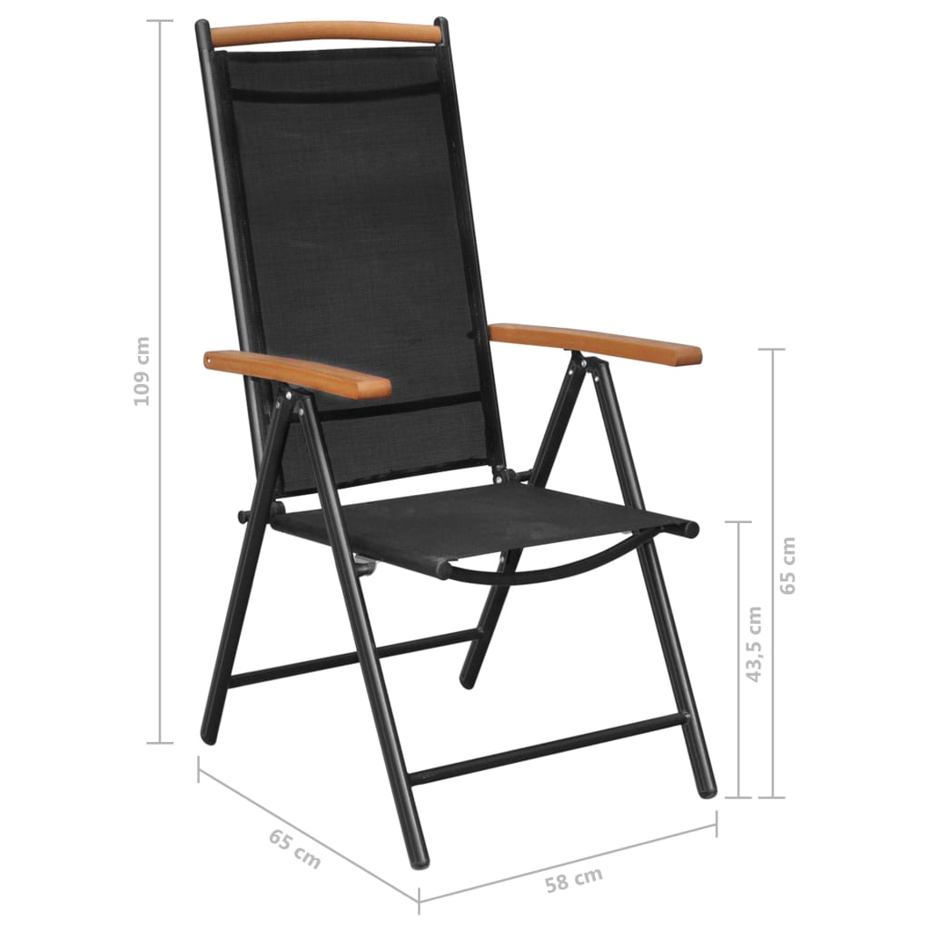 Dining Set | Black | Powder-coated aluminium, Textilene, WPC | Medium