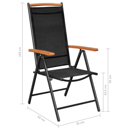 Dining Set | Black | Powder-coated aluminium, Textilene, WPC | Medium