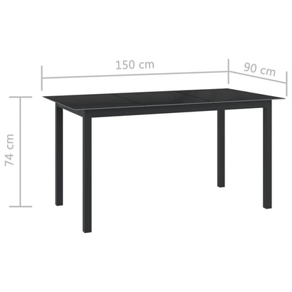 Dining Set | Black | Powder-coated aluminium, Textilene, Glass | Medium