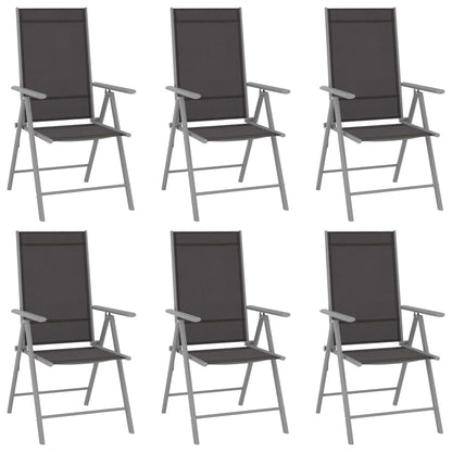 Dining Set | Silver and Black | Powder-coated aluminium, textilene, glass