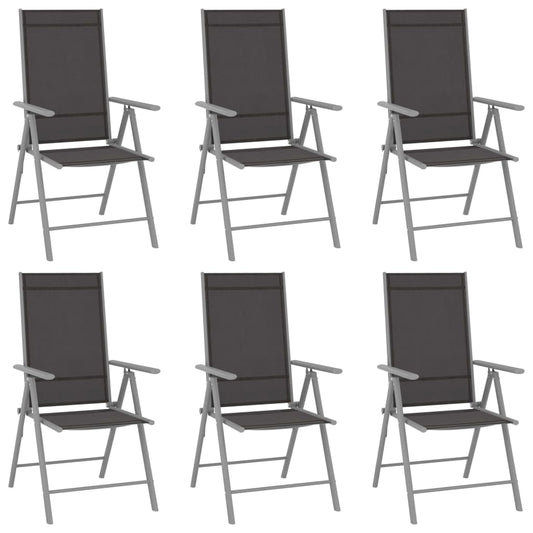 Dining Set | Silver and Black | Powder-coated aluminium, textilene, glass