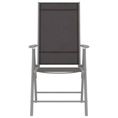 Dining Set | Silver and Black | Powder-coated aluminium, textilene, glass