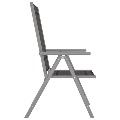 Dining Set | Silver and Black | Powder-coated aluminium, textilene, glass